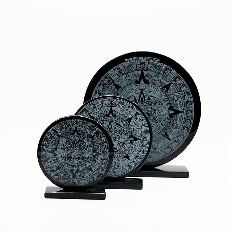calendario azteca de obsidiana mediano 12cm