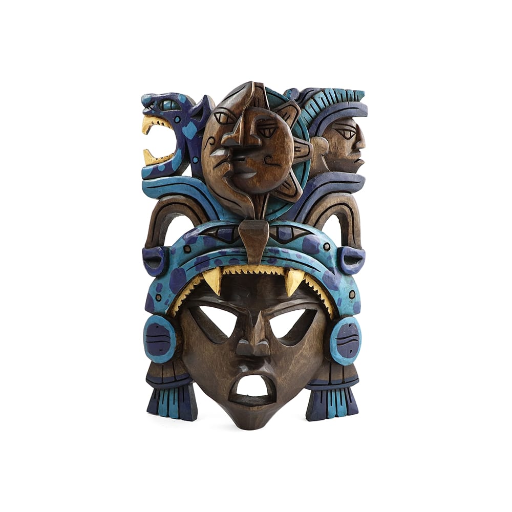 máscara de madera jaguar azul