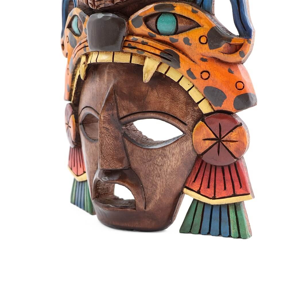 máscara de madera jaguar naranja