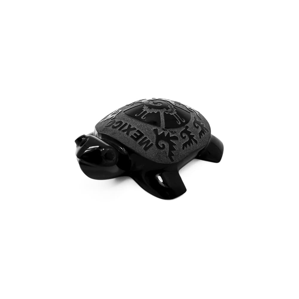 tortuga de obsidiana con grabado ollin M
