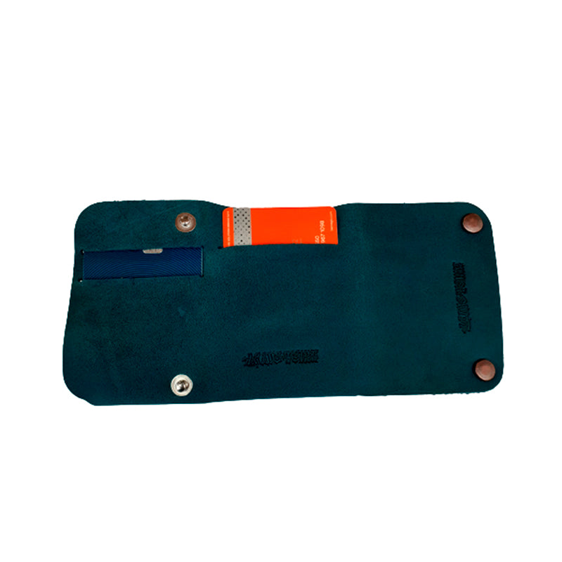 cartera portátil azul rústico