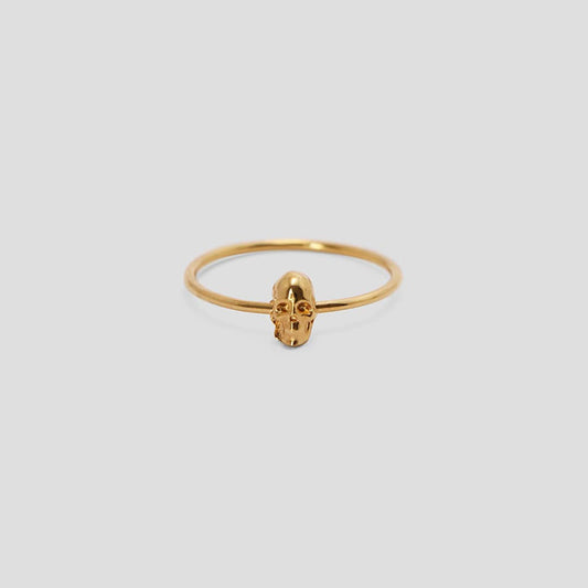 anillo craneo dorado mini