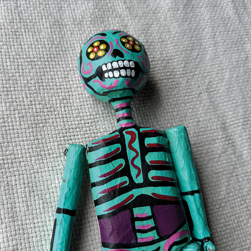 Marioneta esqueleto turquesa